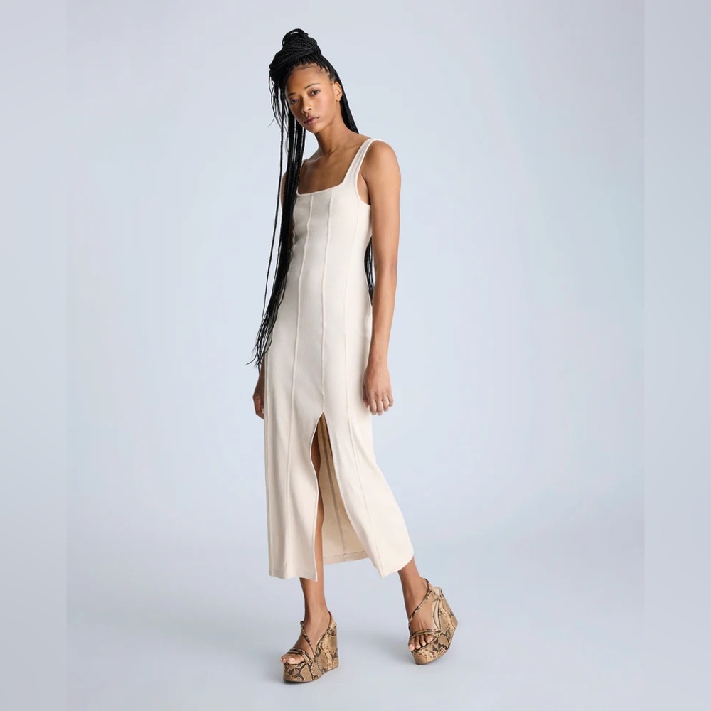 NWT Kenneth Cole Knit Midi Dress Oyster White  XS